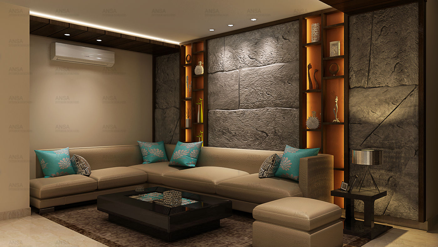 Luxury Home Interiors In Delhi NCR | GK II Home, Ansa Interiors Ansa Interiors Phòng khách phong cách mộc mạc