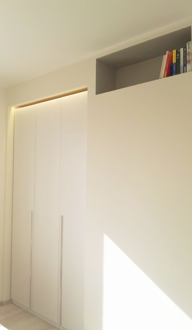 Lama di luce bianca Ristrutturabilmente Camera da letto moderna Legno Effetto legno bianco, armadio, led, carton gesso