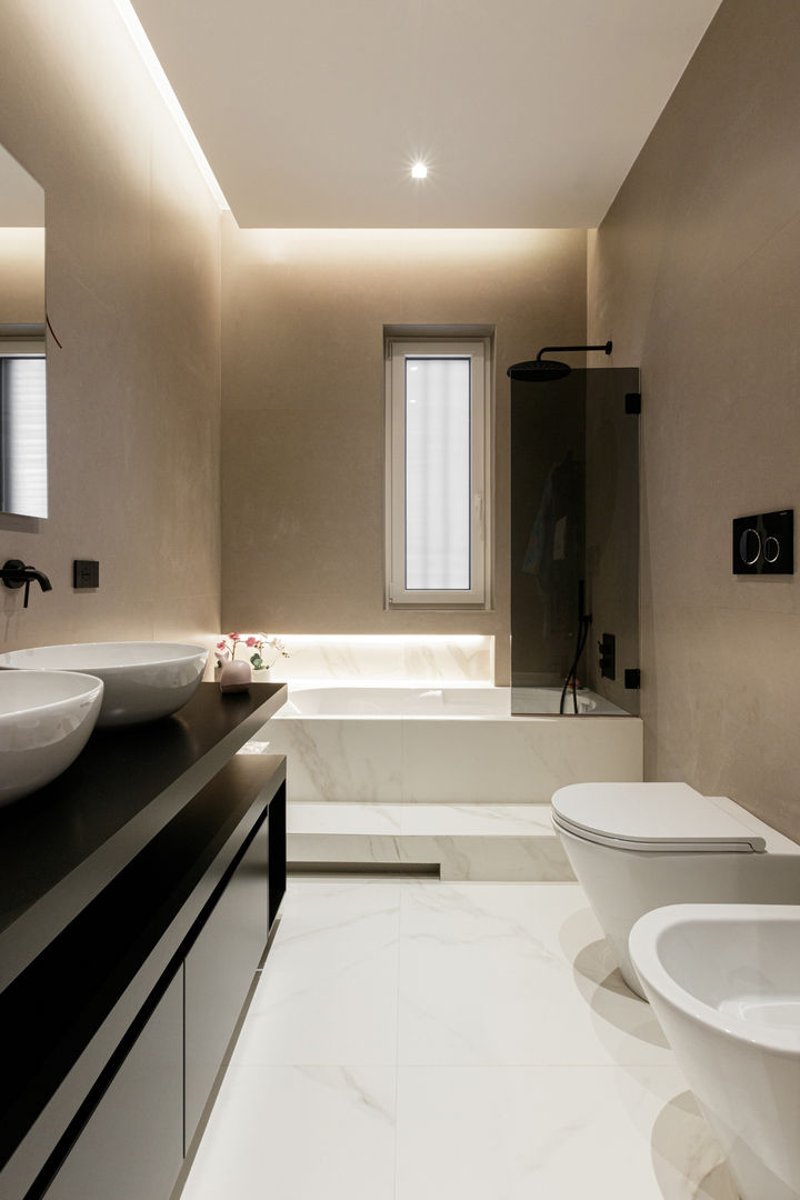 Casa MM, AT+C ARCHITECTURE & DESIGN AT+C ARCHITECTURE & DESIGN Modern bathroom Marble