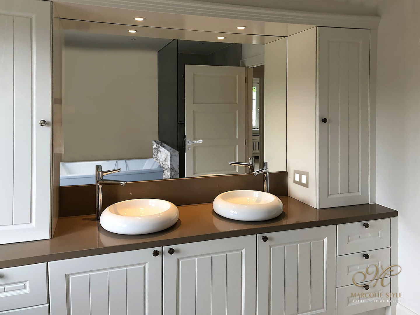 Totaal renovatie met meubelen, Marcotte Style Marcotte Style Country style bathroom Ceramic Sinks
