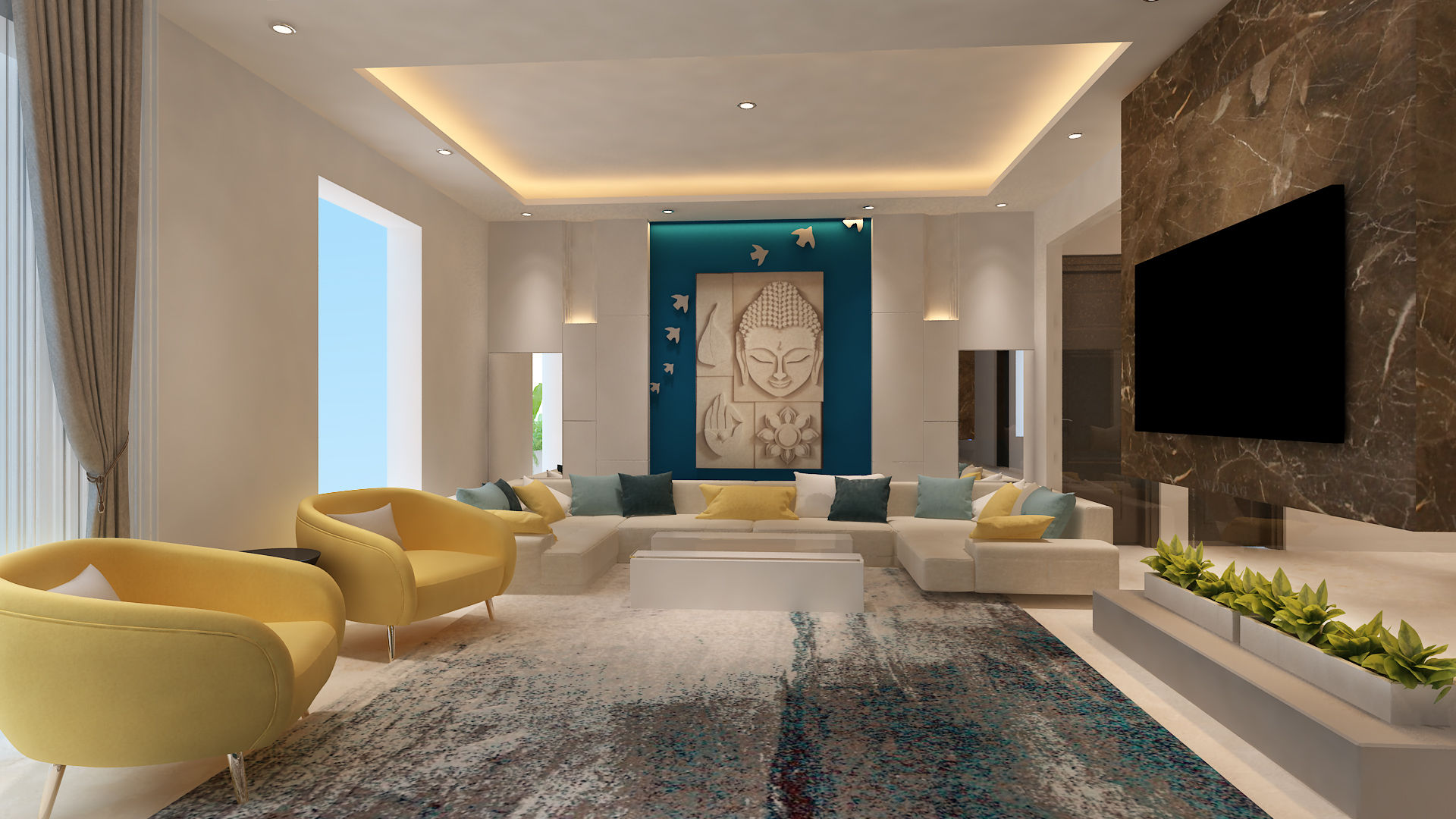 Living Room HC Designs Living room Marble Beige