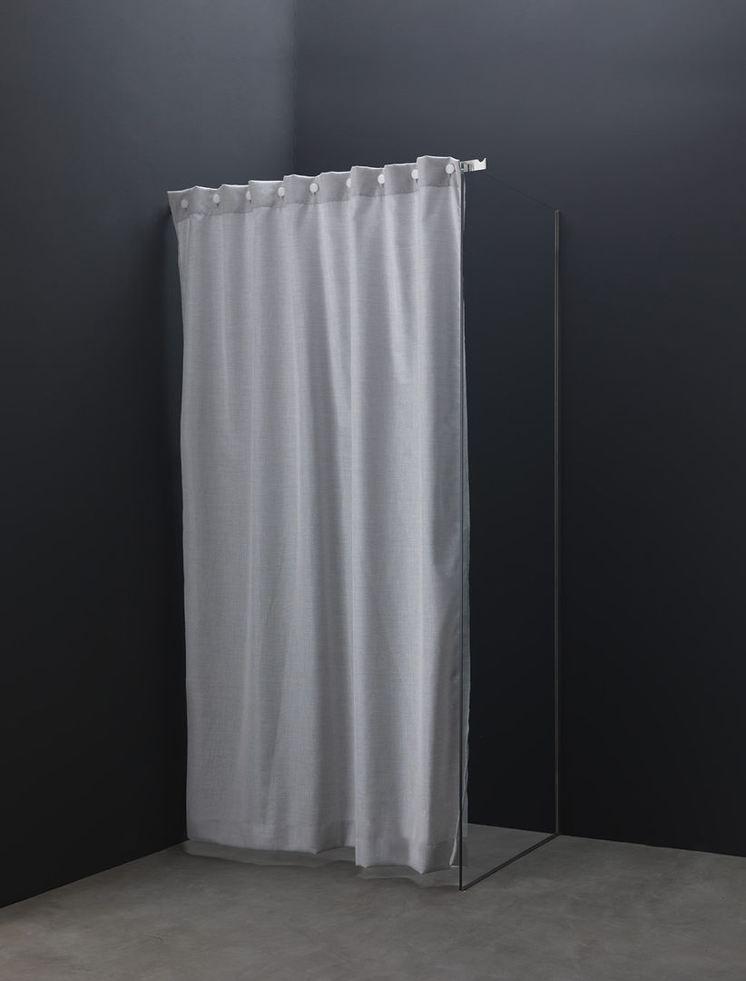Tende doccia in cotone idrorepellente, AISI Design srl AISI Design srl Modern style bathrooms Iron/Steel