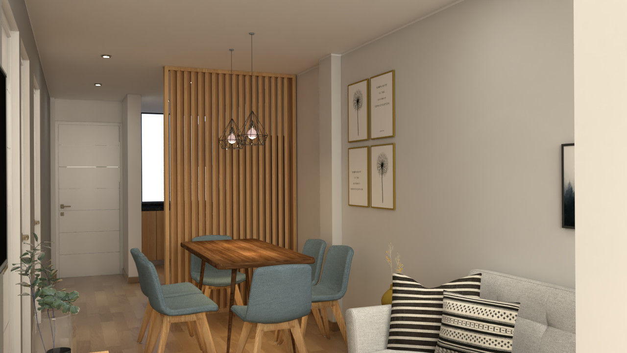 Diseño de Sala Comedor - Surco, Katherine Quijano - Interiorismo Katherine Quijano - Interiorismo Modern dining room Wood-Plastic Composite