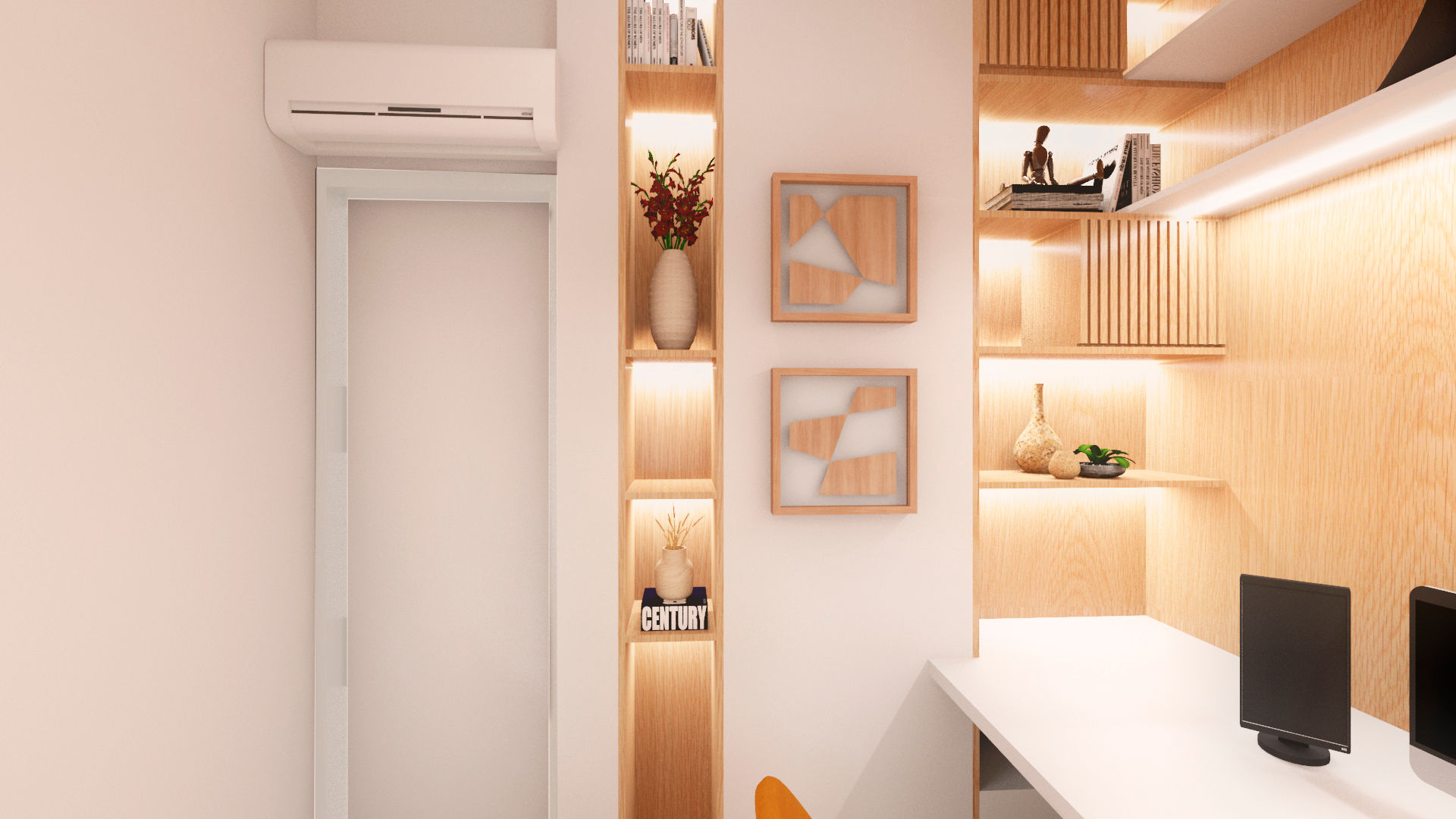 Home Office Compacto Clean e Funcional, Mirá Arquitetura Mirá Arquitetura Modern study/office Wood Wood effect