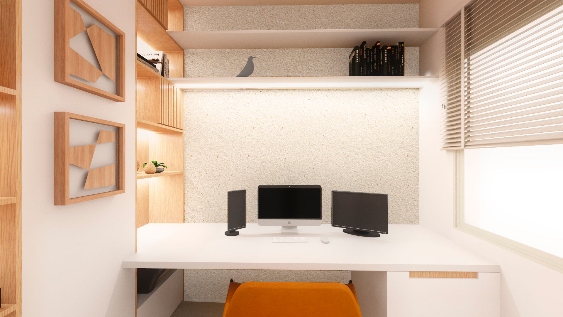 Home Office Compacto Clean e Funcional, Mirá Arquitetura Mirá Arquitetura Modern study/office Wood Wood effect