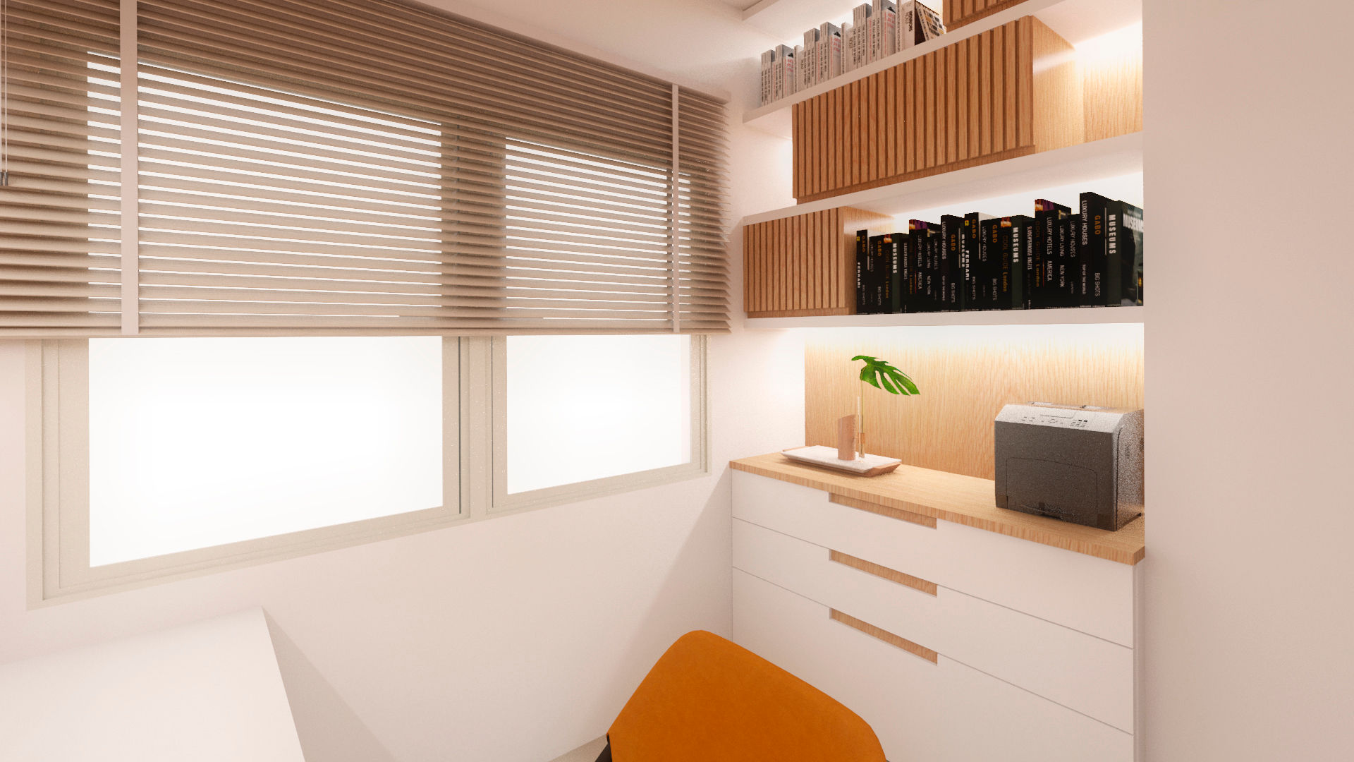 Home Office Compacto Clean e Funcional, Mirá Arquitetura Mirá Arquitetura Modern study/office Wood Wood effect