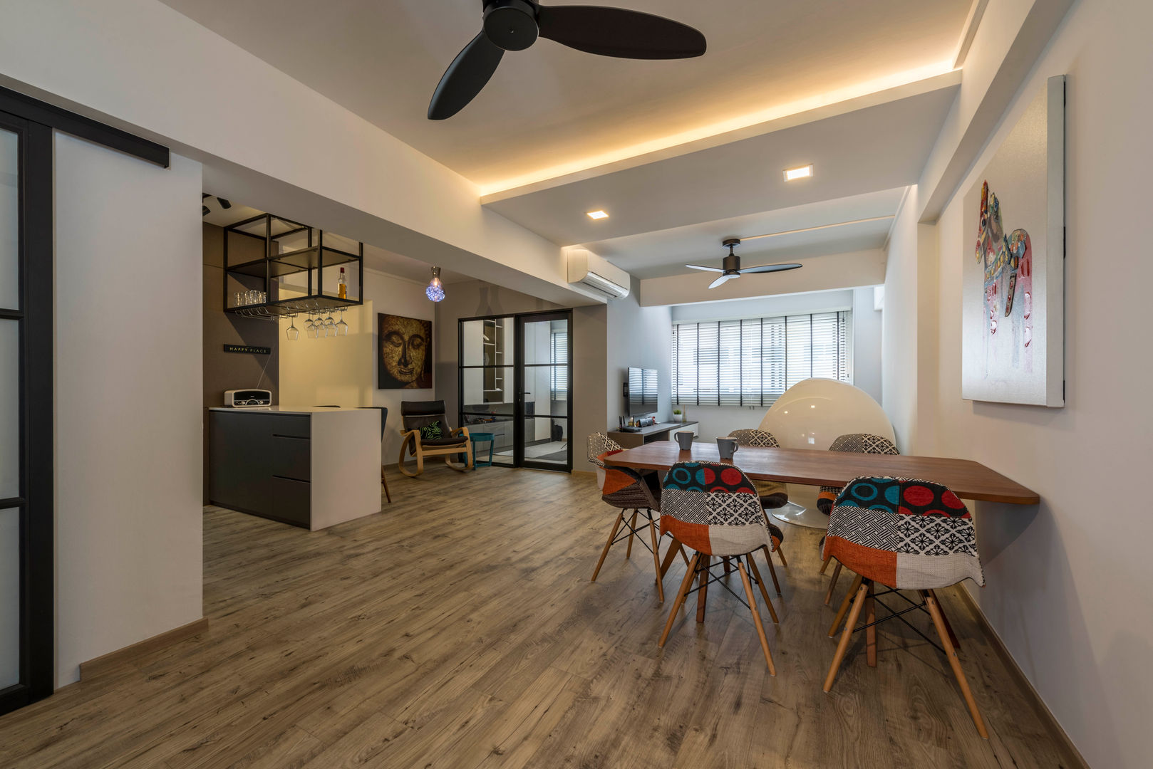 Neutrals Contemporary, Meter Square Pte Ltd Meter Square Pte Ltd Modern living room Wood White