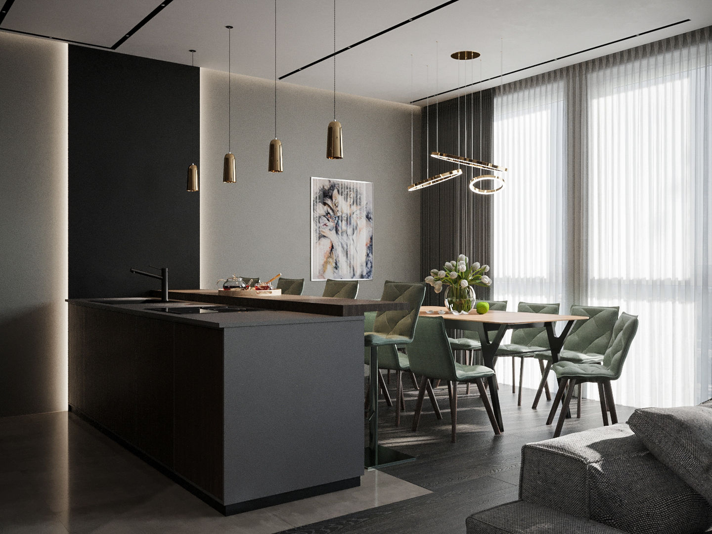 Дизайн проект квартиры в современном стиле, Дизайн Салон Натальи Леоновой Дизайн Салон Натальи Леоновой Cocinas minimalistas