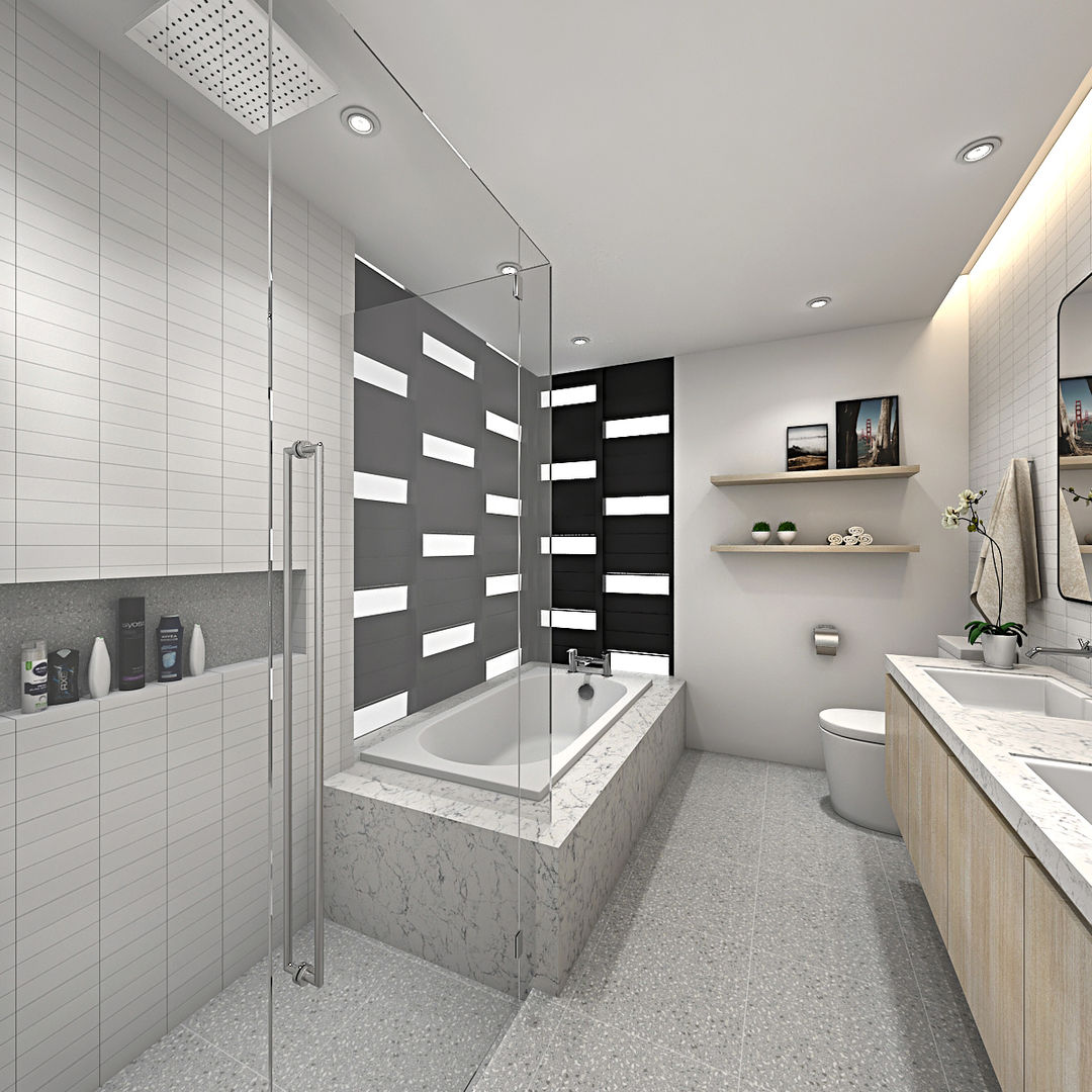 FIVE STONES CONDOMINIUM, Simsan Design Simsan Design Scandinavian style bathroom