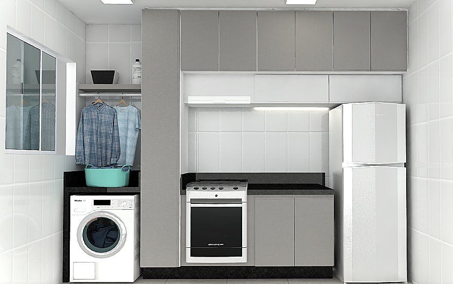 Cozinha integrada com Área de Serviço (compactas) homify Cozinhas pequenas