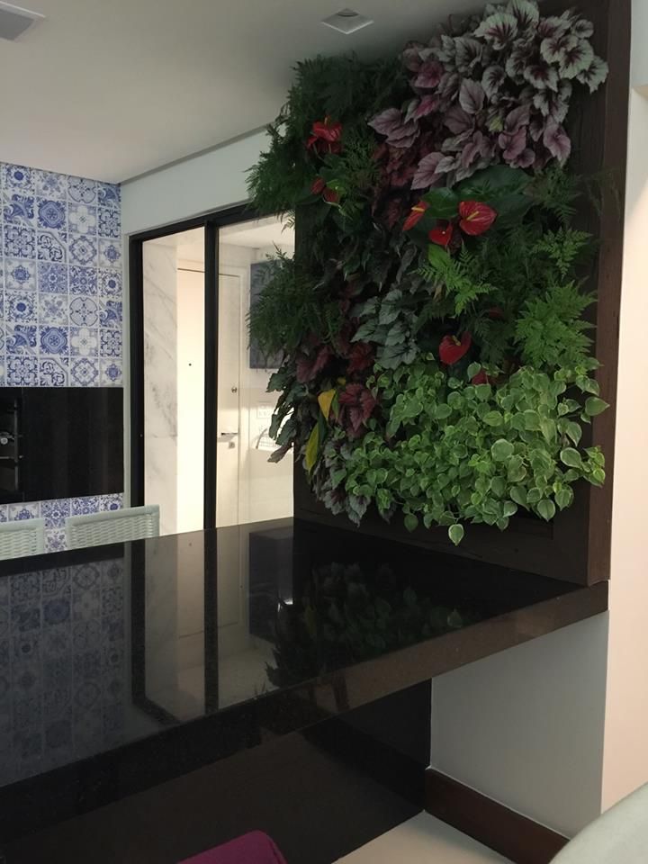 Hall de entrada integrada ao living, sala de jantar e varandas, Rubiana teixeira Barbosa ME Rubiana teixeira Barbosa ME Jardines de estilo moderno Granito