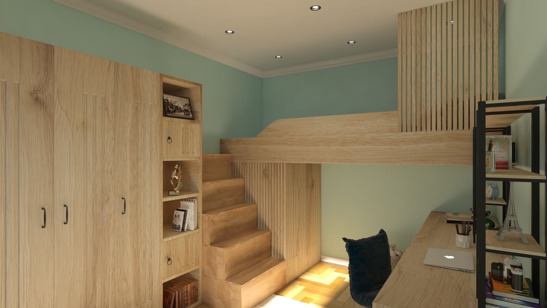 Genç Odası Tasarımı Yeşil Aks Mimarlık Modern Çocuk Odası Ahşap Ahşap rengi çocuk odası, çocuk odası tasarımı, genç odası, genç odası tasarımı, mobilya, ahşap, ahşap mobilya, kişiye özel tasarım, yatak odası, yatak odası tasarımı, yatak mobilyası, dolap tasarımı, kitaplık tasarımı, raf tasarımı, çalışma masası tasarımı, pencere tasarımı, istanbul, avcılar