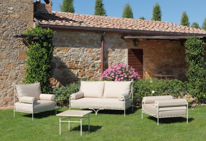 Outdoor sofas and armchairs VillaDorica Classic style garden Iron/Steel Beige garden lounge, garden relax, sofa, couch, armchair, wrought iron, outdoor,Furniture