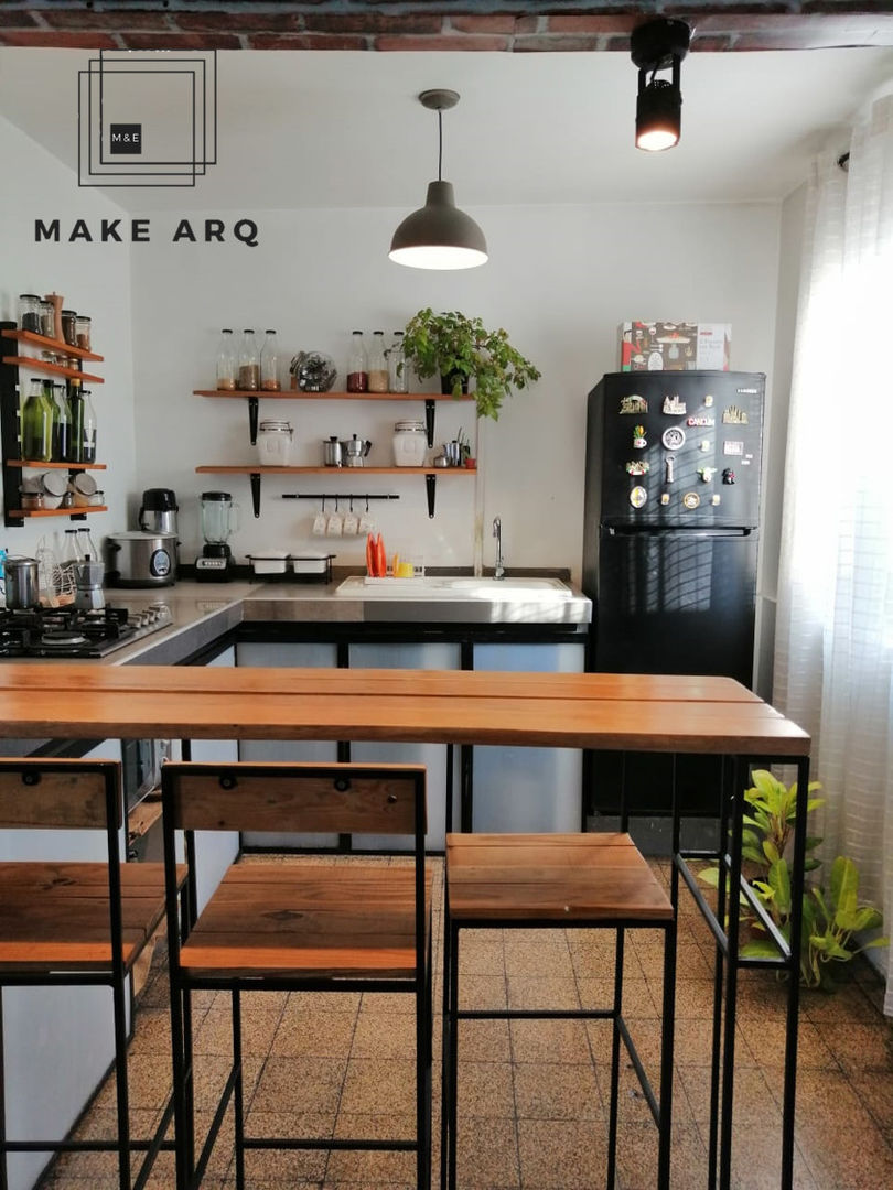 Remodelación de Cocina, Make ARQ Make ARQ Small kitchens Iron/Steel