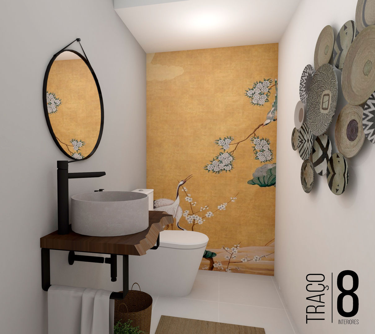 Projeto de remodelação 3D, TRAÇO 8 INTERIORES TRAÇO 8 INTERIORES Bathroom لکڑی Wood effect