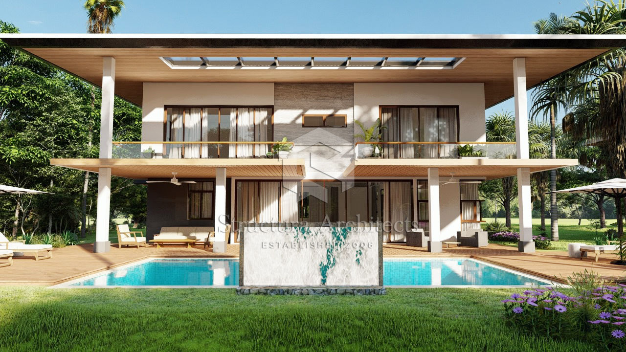 Modern-Tropical Vacation Home, Structura Architects Structura Architects Vilas Madeira Efeito de madeira