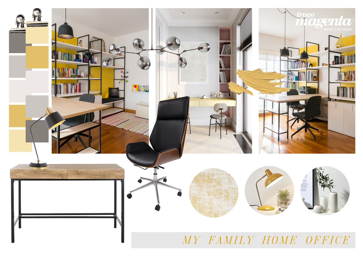 Home Office | Escritório em Casa, Traço Magenta - Design de Interiores Traço Magenta - Design de Interiores Estudios y despachos modernos