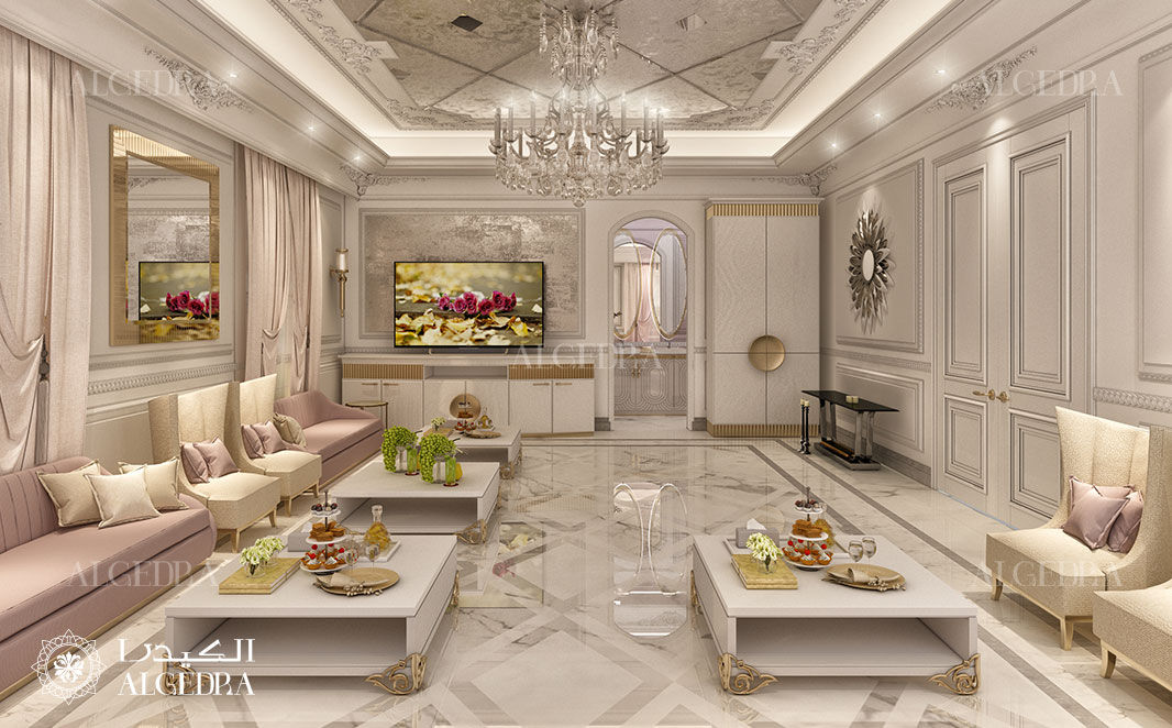 تصميم مجلس السيدات في أبوظبي Algedra Interior Design غرفة المعيشة