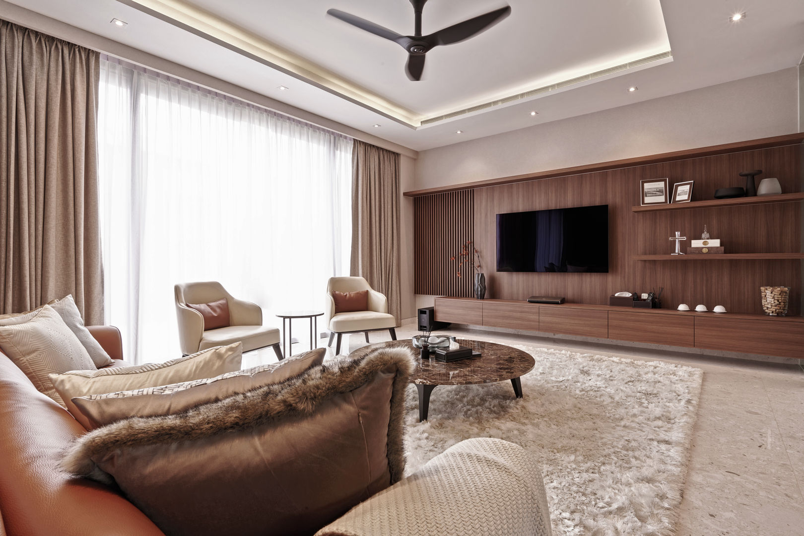 Mr Shopper Studio | Landed Property | Cayman Residence | Living Room Mr Shopper Studio Pte Ltd Living room Wood Wood effect