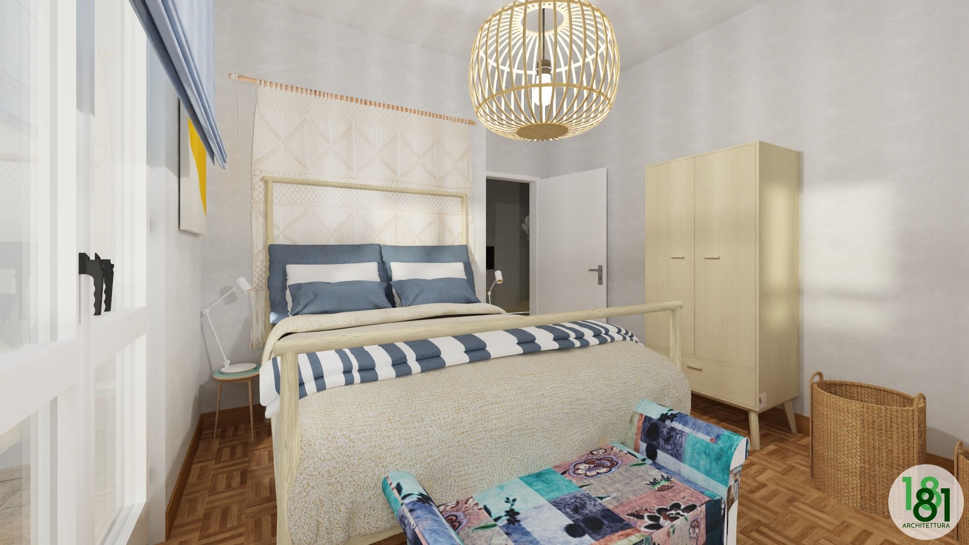 Progettazione online: casa in stile scandinavo vista mare con accenti di colore, Arch. Sara Pizzo – Studio 1881 Arch. Sara Pizzo – Studio 1881 Small bedroom