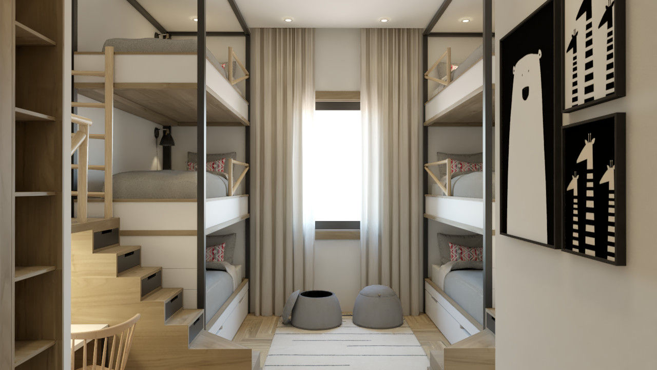 Habitação para Alojamento temporário, BORAGUI - Design Studio BORAGUI - Design Studio Small bedroom
