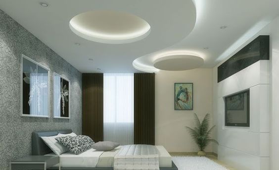 False ceiling in Chennai Blue Interior Designs Small bedroom چپس بورڈ