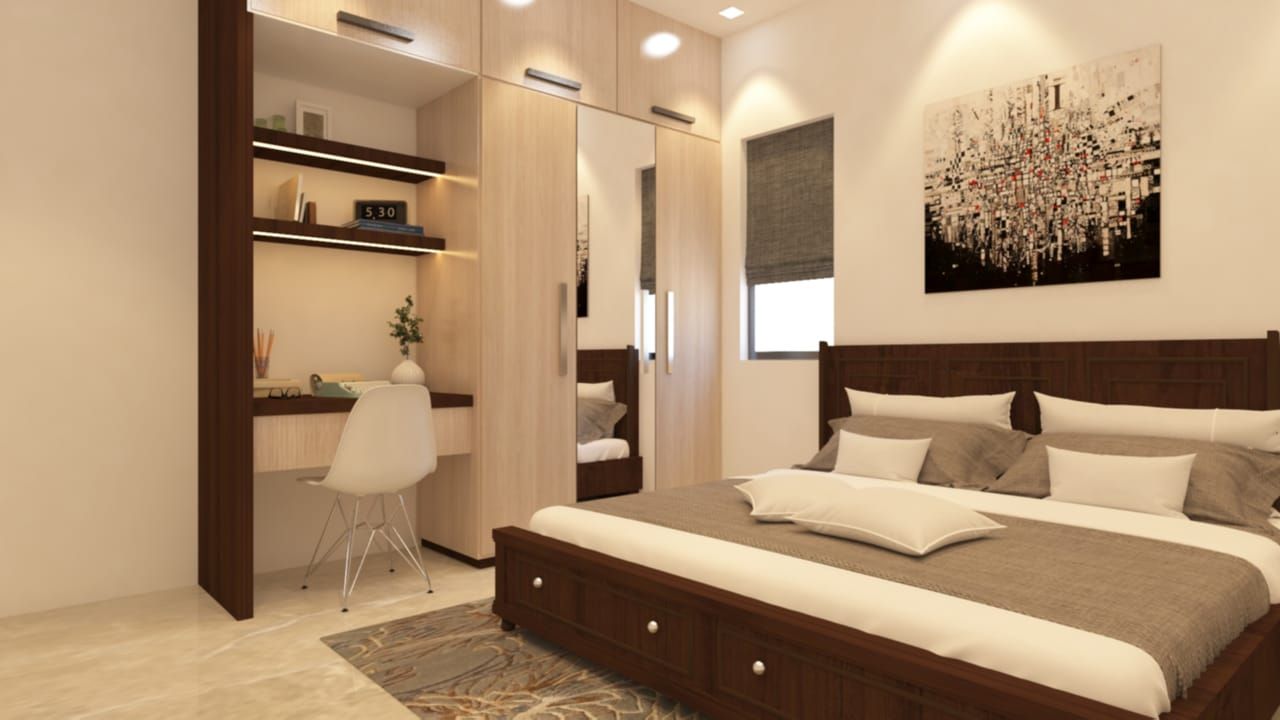 3BHK @Aparna Sarene Park, Hyderabad., Inside Storiez Inside Storiez Asiatische Schlafzimmer Sperrholz