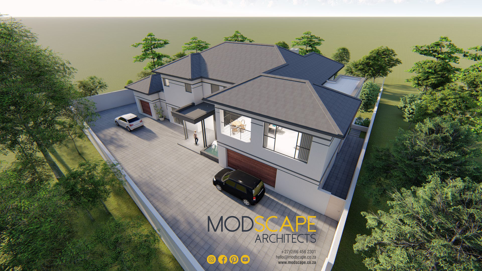 A Modern House Design in Kyalami, Johannesburg, Modscape Architects Modscape Architects Casas modernas