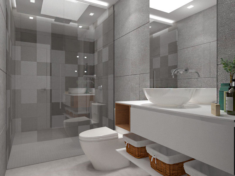 Diseño baño homify Baños de estilo moderno Gris