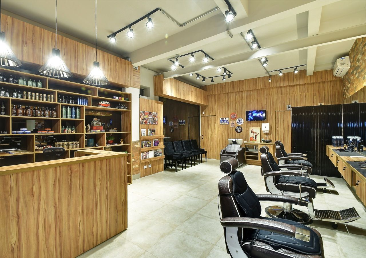 Barbearia Empório do Corte, Pinheiros, AVR Studio Arquitetura AVR Studio Arquitetura Spazi commerciali Spazi commerciali