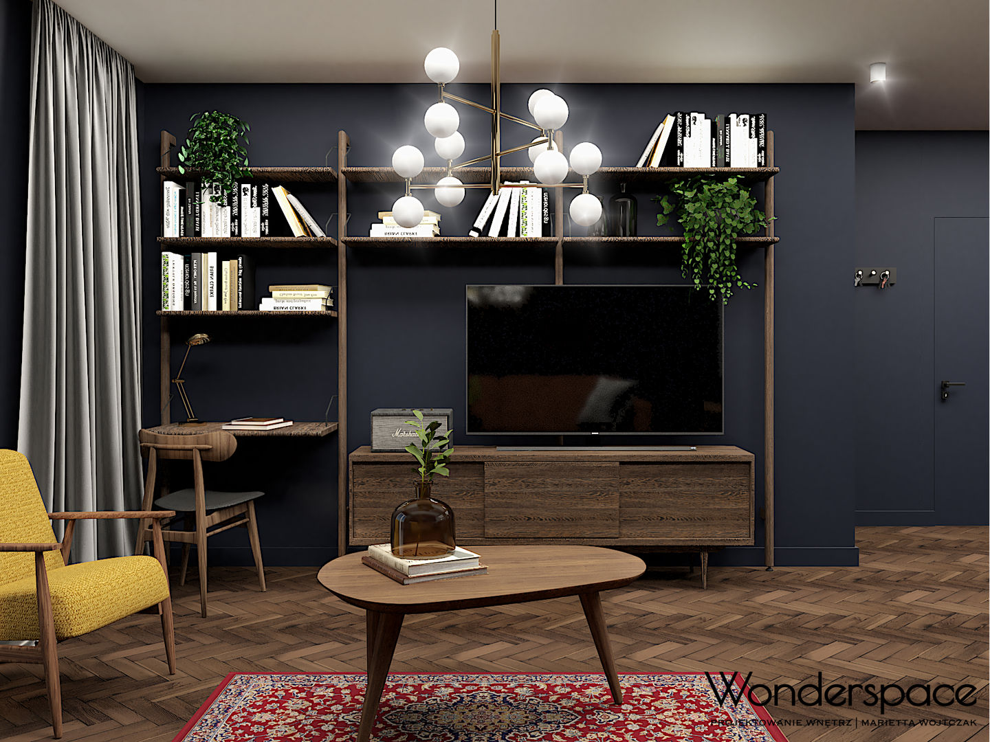 Eklektyczne mieszkanie w Warszawie, Wonderspace Wonderspace Ruang Keluarga Gaya Eklektik