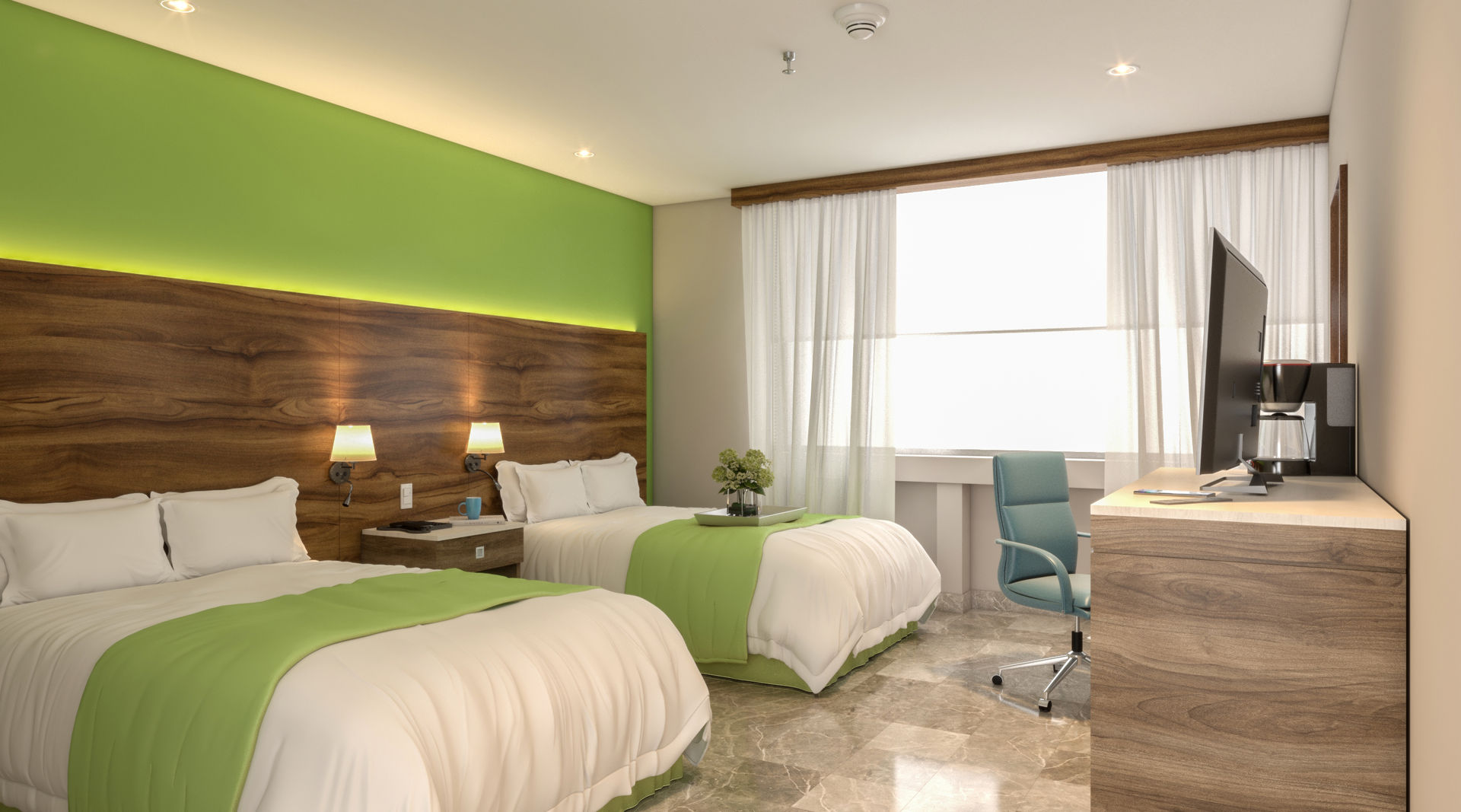 Remodelación Habitacion Hotel Holiday Inn, Render + Arquitectura SC Render + Arquitectura SC Ruang Komersial Hotels