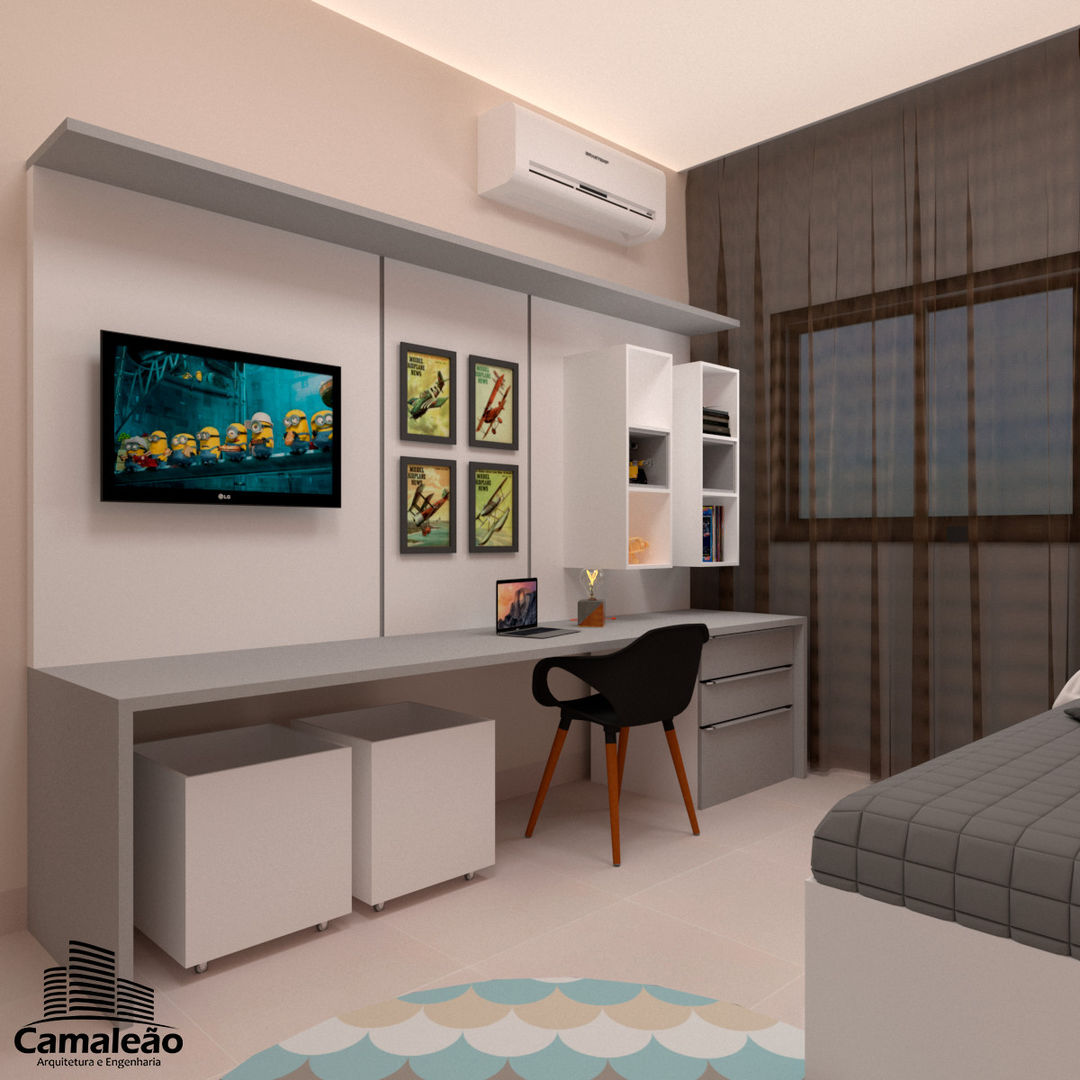 Quarto Infantil - Tema Avião, Camaleão Arquitetura e Engenharia Camaleão Arquitetura e Engenharia Boys Bedroom