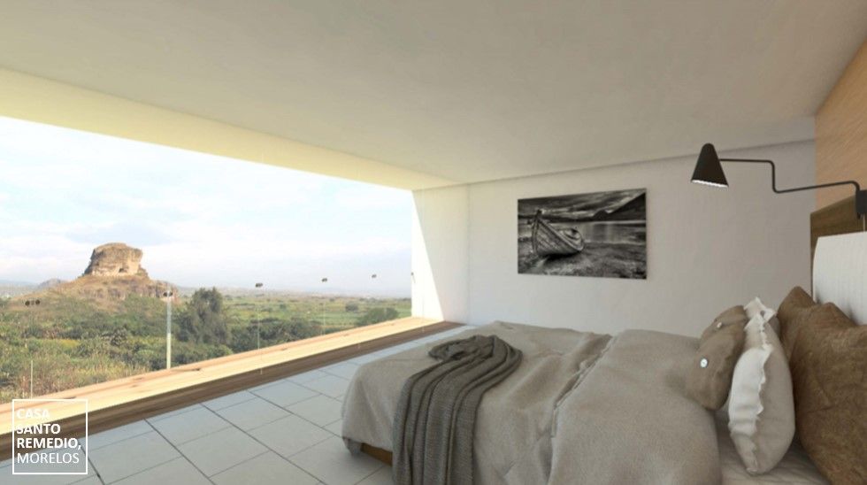 Casa de descanso Tlayacapan, Morelos, México., ATELIERCENTRO ATELIERCENTRO Chambre minimaliste