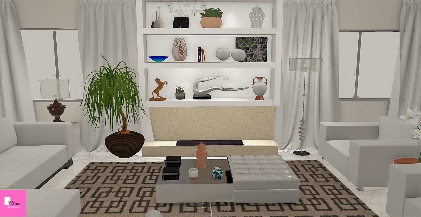 Salas integradas, Graziela Silveira Graziela Silveira Modern living room