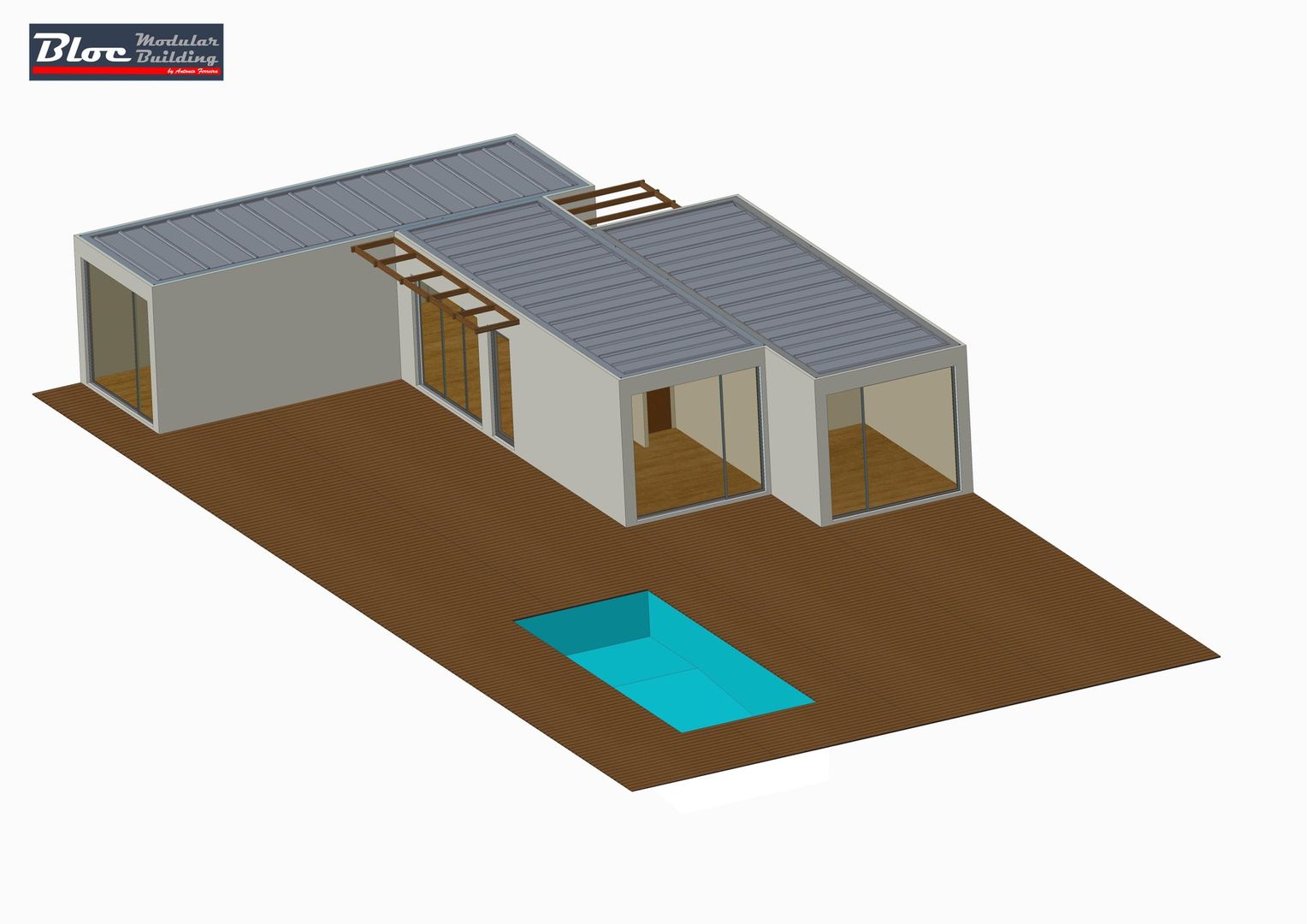 BLOC Linea T2 Area 72m2 (76m2-bruta), BLOC - Casas Modulares BLOC - Casas Modulares Piscinas de jardim