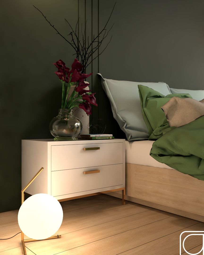 Shades of Green and Calla Lilies, ra studio ra studio Modern style bedroom