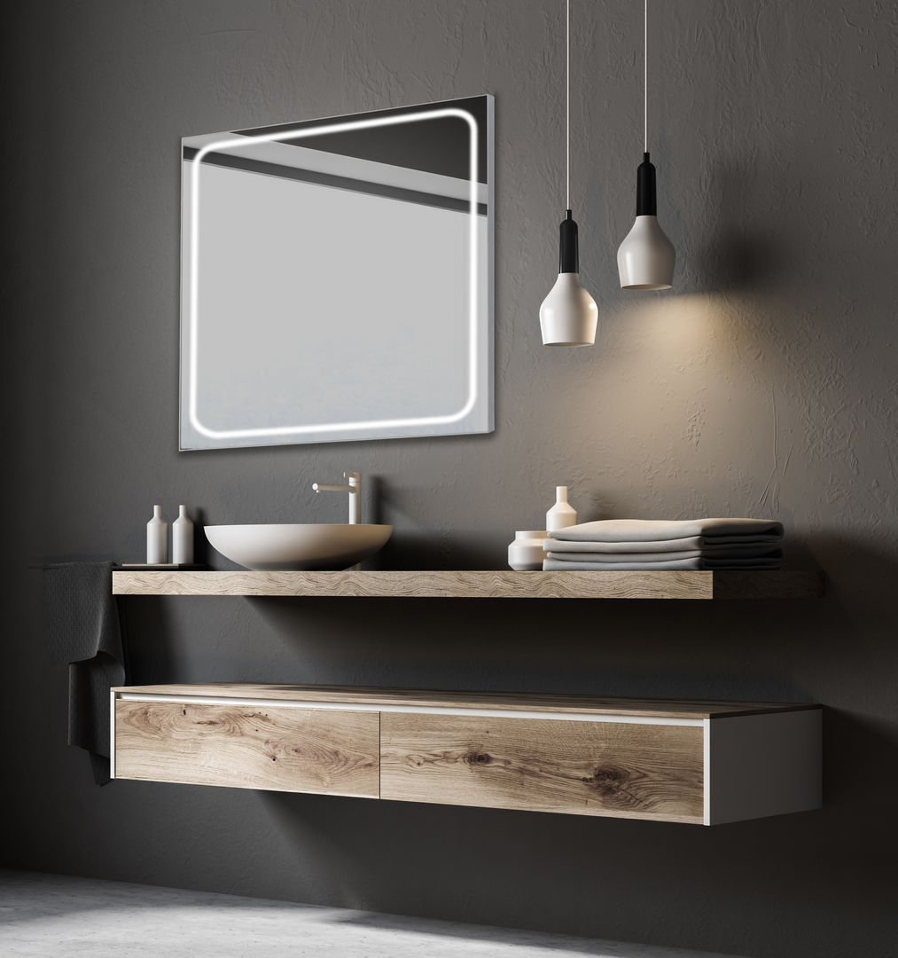 QUADRO LUZ LED PERIMETRAL ALTA INTENSIDAD, Xpertials SL Xpertials SL Modern bathroom Glass