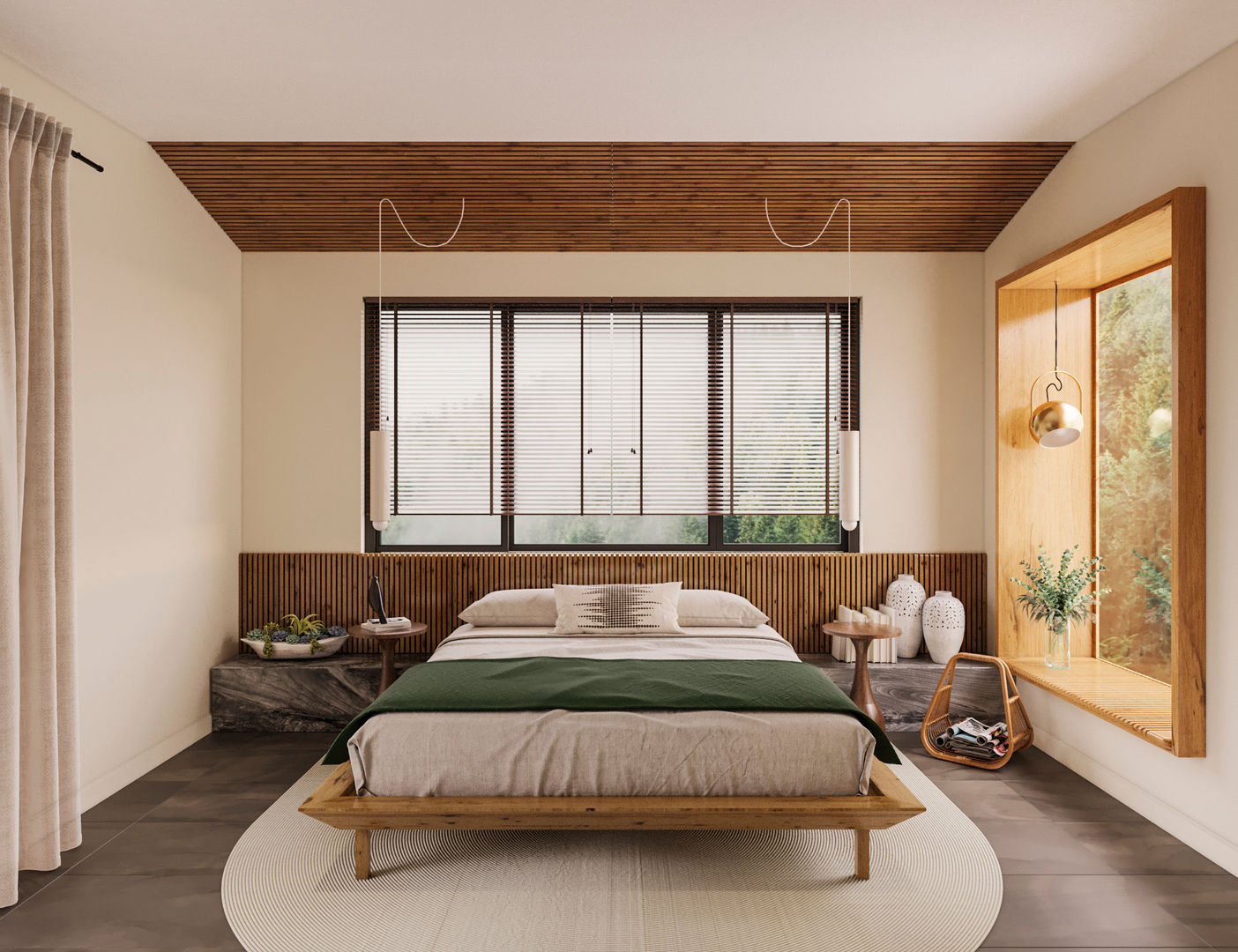 Thiết kế nội thất phong cách Rustic cho biệt thự Dương Nội, Kiến Trúc và Nội thất V.Scale Kiến Trúc và Nội thất V.Scale Rustic style bedroom Beds & headboards