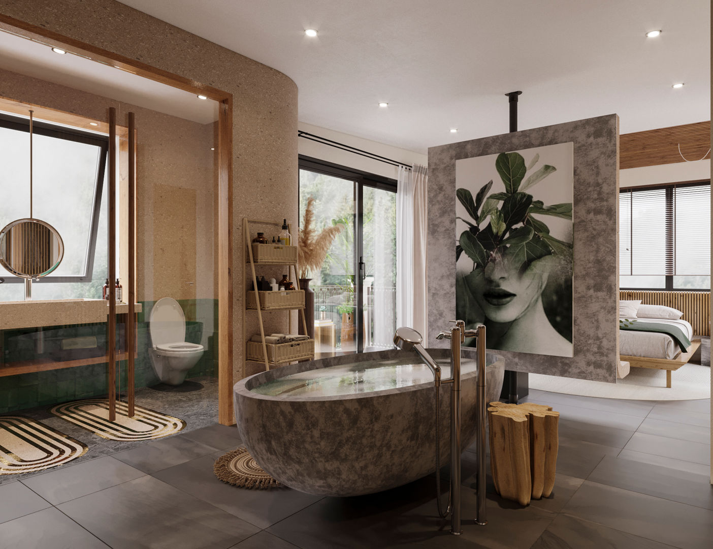 Thiết kế nội thất phong cách Rustic cho biệt thự Dương Nội, Kiến Trúc và Nội thất V.Scale Kiến Trúc và Nội thất V.Scale Kamar Mandi Gaya Rustic Bathtubs & showers