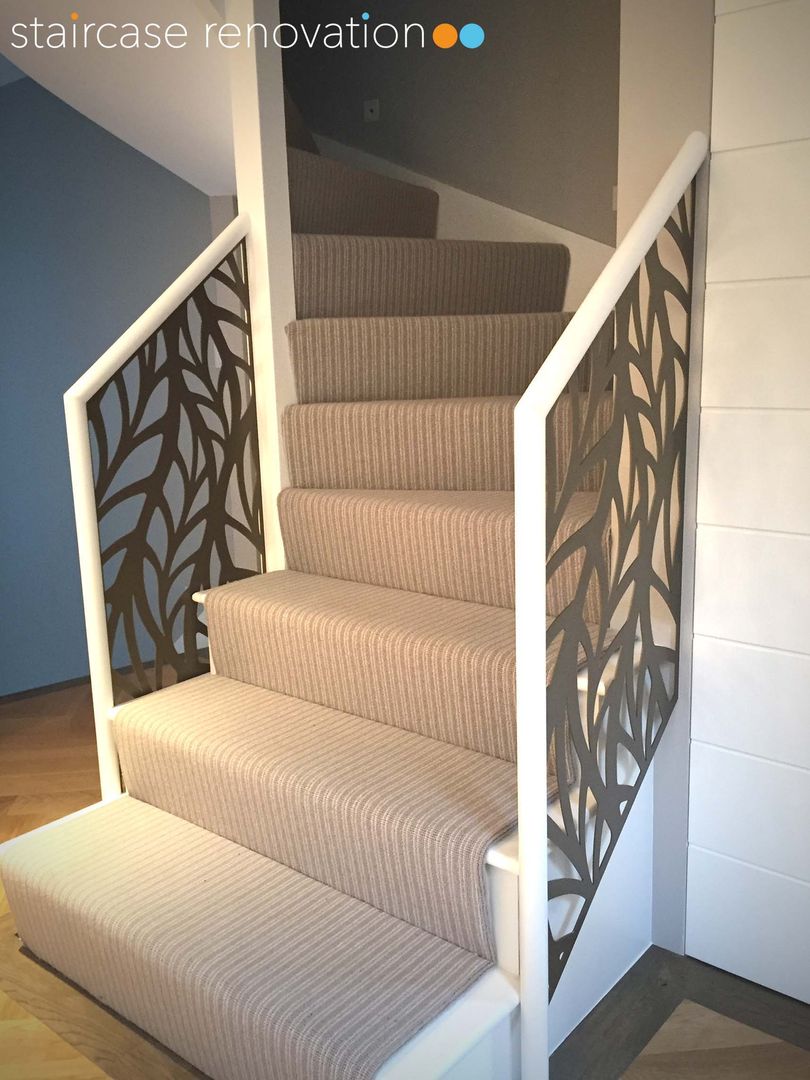 Laser cut balustrade infill Staircase Renovation درج laser cut balustrade infill staircase renovation fretwork panels