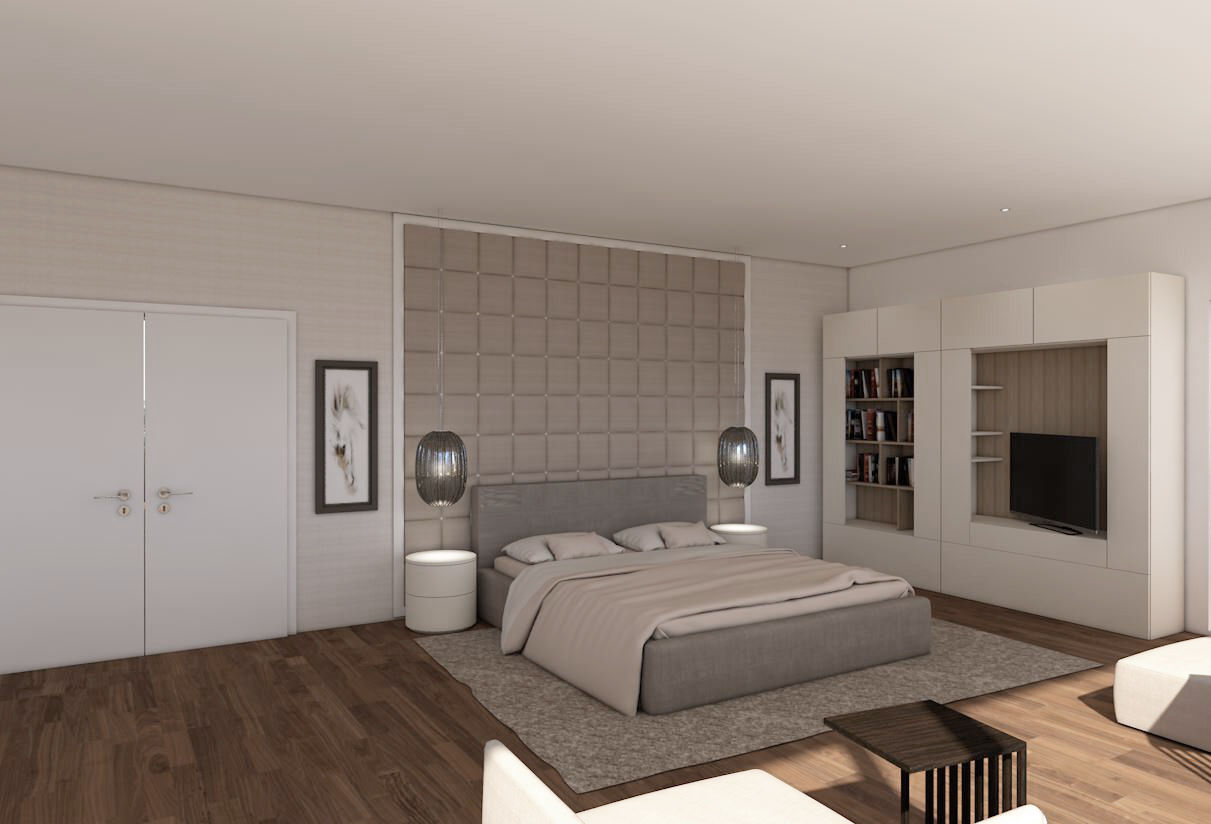 Interior Design + Ausstattung für einen Neubau, Ottagono+Rechsteiner Interior AG Ottagono+Rechsteiner Interior AG Modern style bedroom
