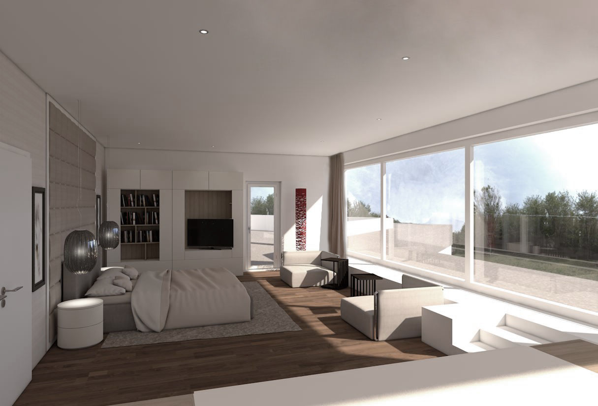 Interior Design + Ausstattung für einen Neubau, Ottagono+Rechsteiner Interior AG Ottagono+Rechsteiner Interior AG Modern style bedroom