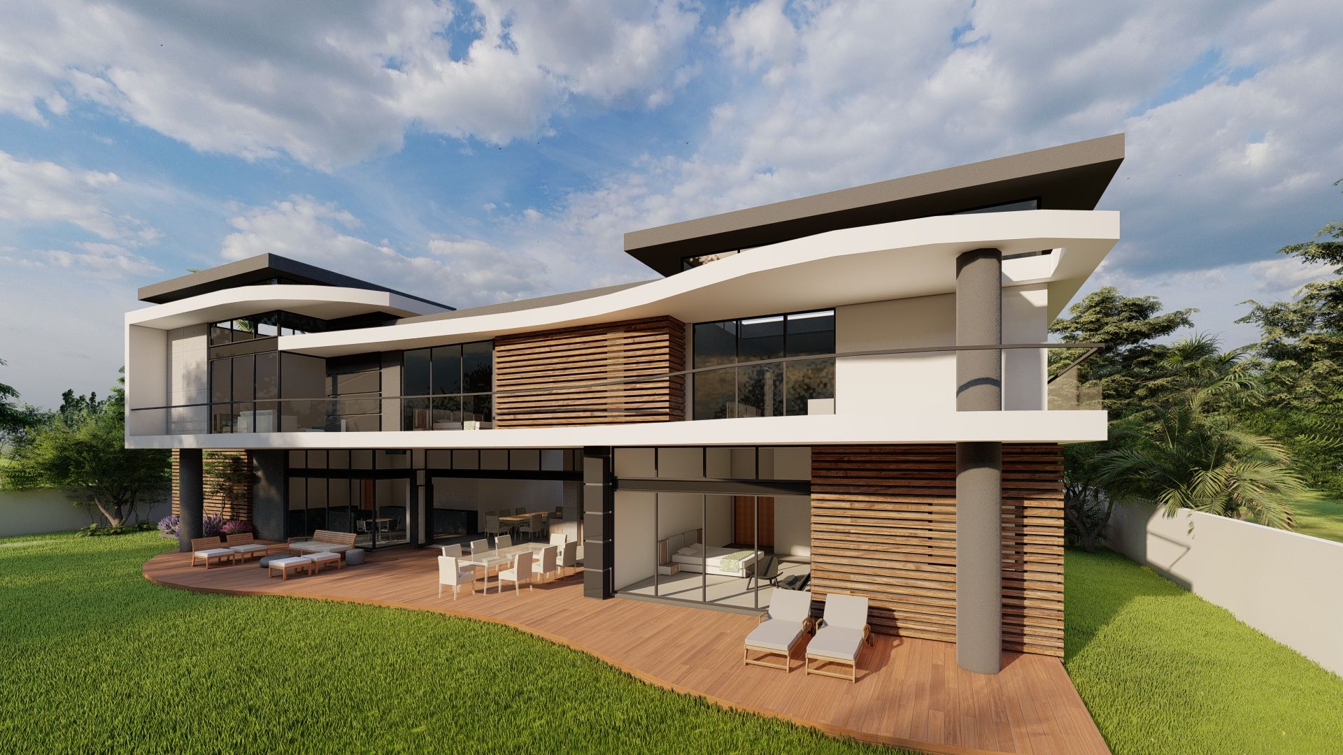 Ultra modern curving residence, FRANCOIS MARAIS ARCHITECTS FRANCOIS MARAIS ARCHITECTS Modern Houses