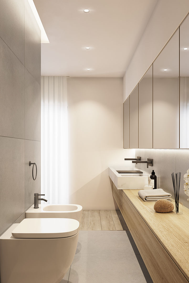 casa BN, degma studio degma studio Modern bathroom Wood Wood effect