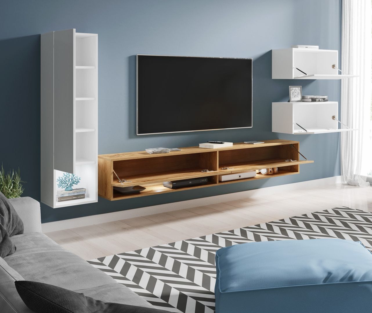 Meblościanki, Meble Minio Meble Minio Modern living room Chipboard TV stands & cabinets