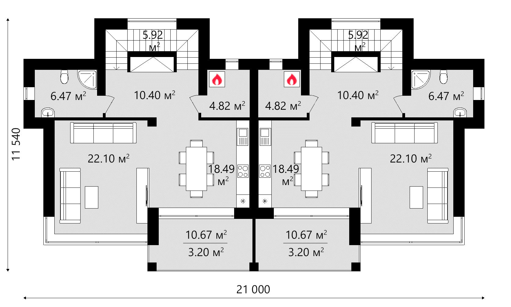 Проект стильного дома на две семьи: 6 спален, 320 метров, 8 млн рублей |  homify