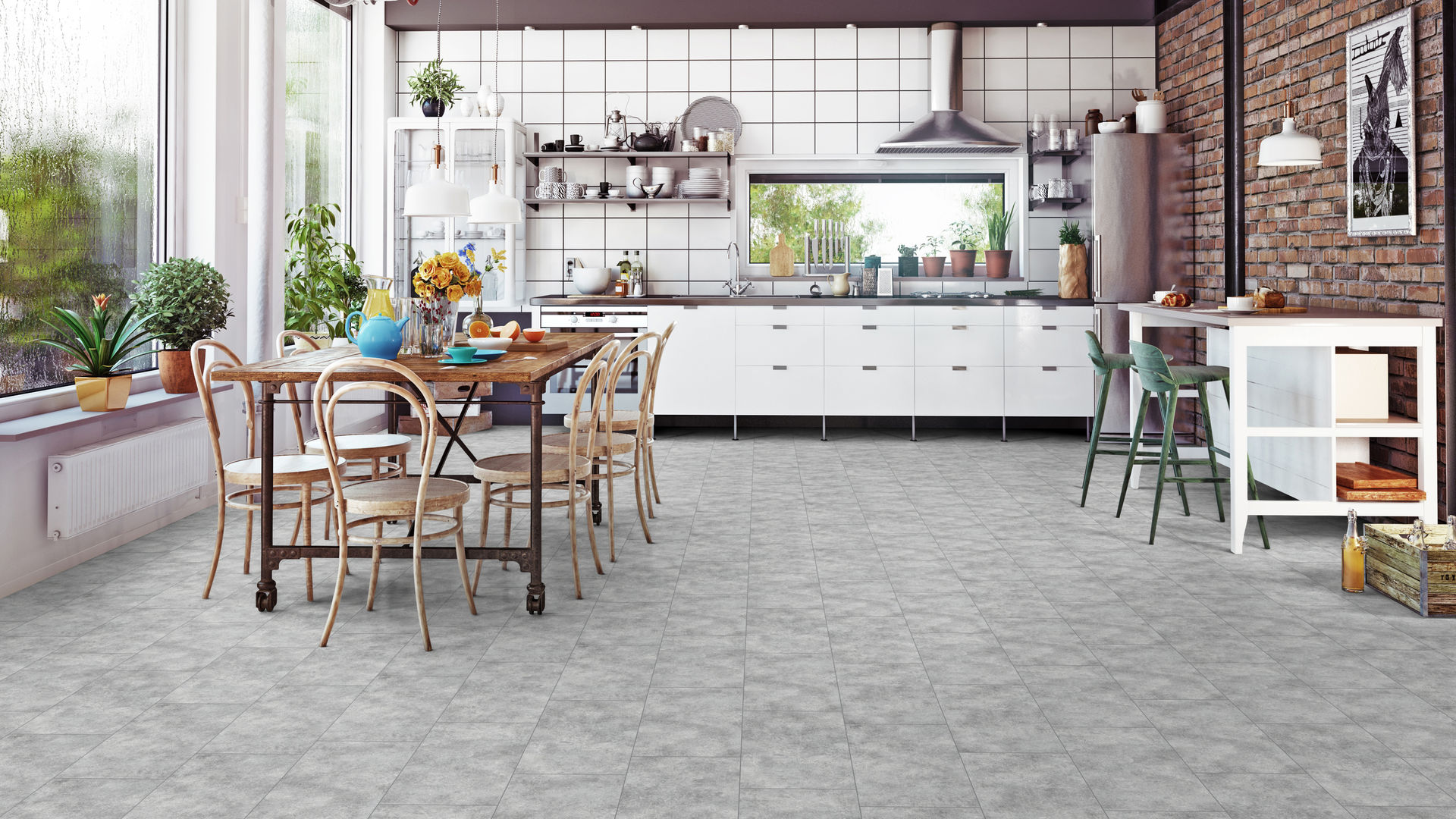 Floorwell Laminat PLUS Design 2020 Kollektion, Floorwell Floorwell Nowoczesna kuchnia Deski kompozytowe Przeźroczysty