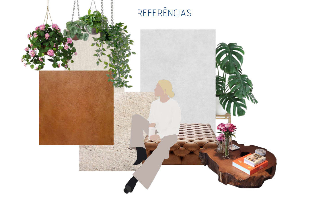 Moodboard decoração - conceito de apartamento moderno e aconchegante Mirá Arquitetura Salas de estar modernas Pedra