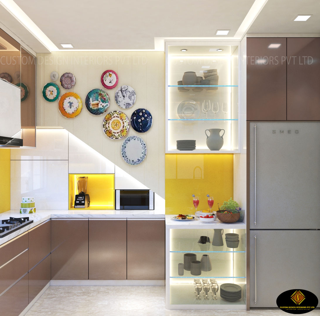 Mr. Tarun Ganguli's Modern Modular Kitchen, Bally, Howrah, CUSTOM DESIGN INTERIORS PVT. LTD. CUSTOM DESIGN INTERIORS PVT. LTD. Nowoczesna kuchnia Żelazo/Stal